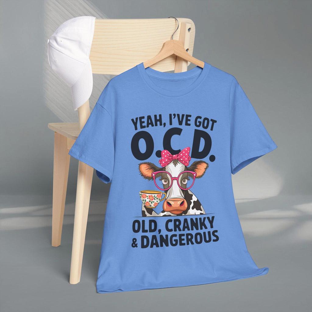 Yeah I’ve Got O.C.D. Old Cranky & Dangerous Cow T-Shirt | Funny Farm Humor Graphic Tee | Gildan 5000