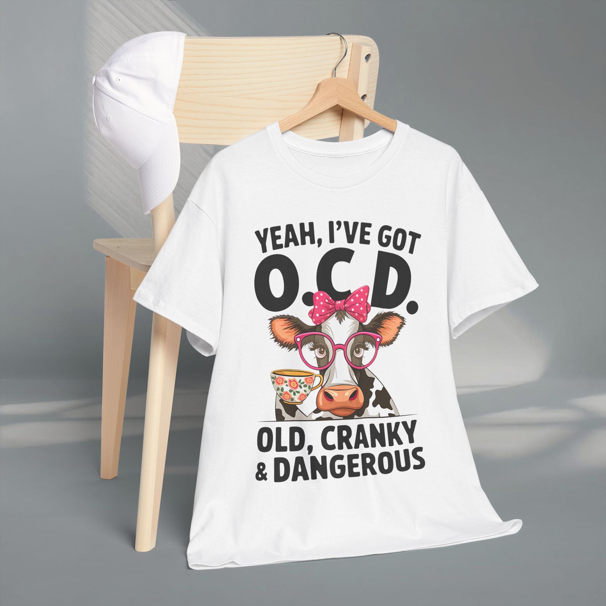 Yeah I’ve Got O.C.D. Old Cranky & Dangerous Cow T-Shirt | Funny Farm Humor Graphic Tee | Gildan 5000