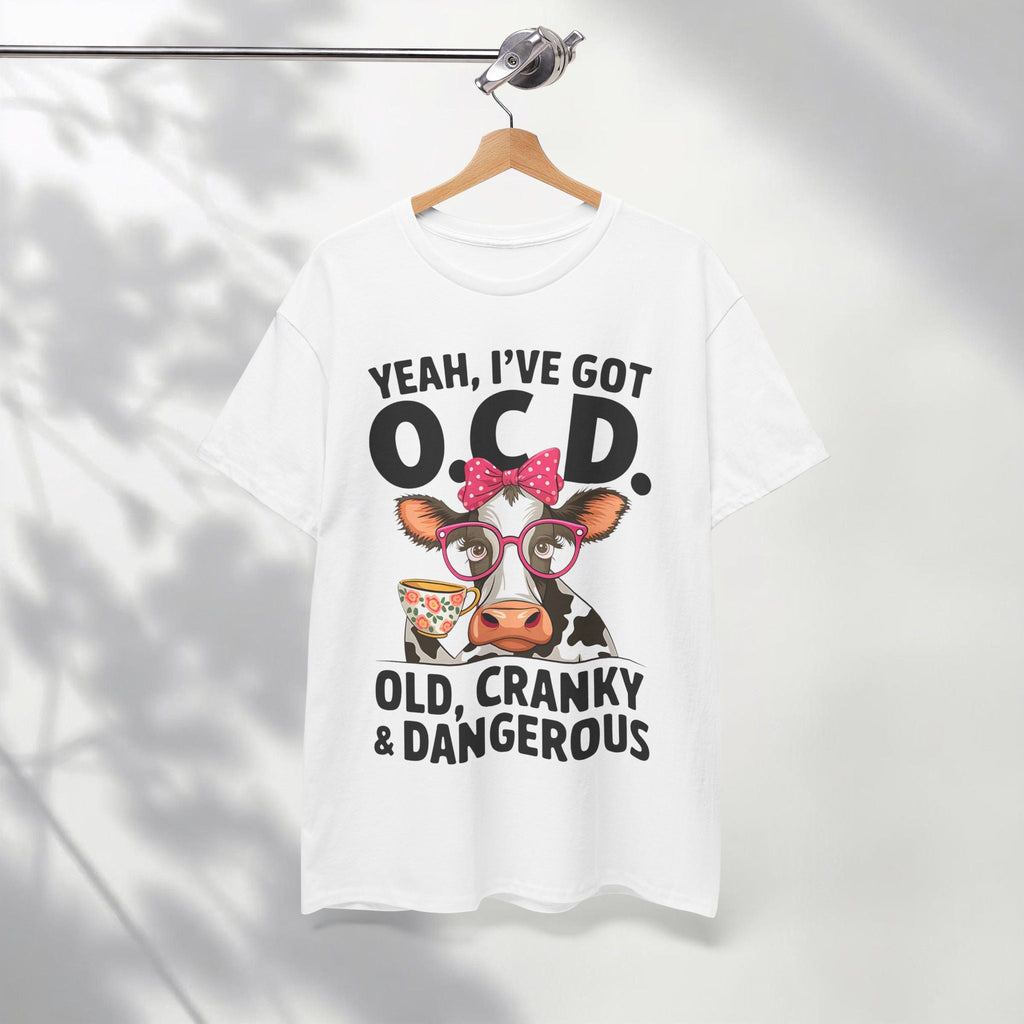 Yeah I’ve Got O.C.D. Old Cranky & Dangerous Cow T-Shirt | Funny Farm Humor Graphic Tee | Gildan 5000