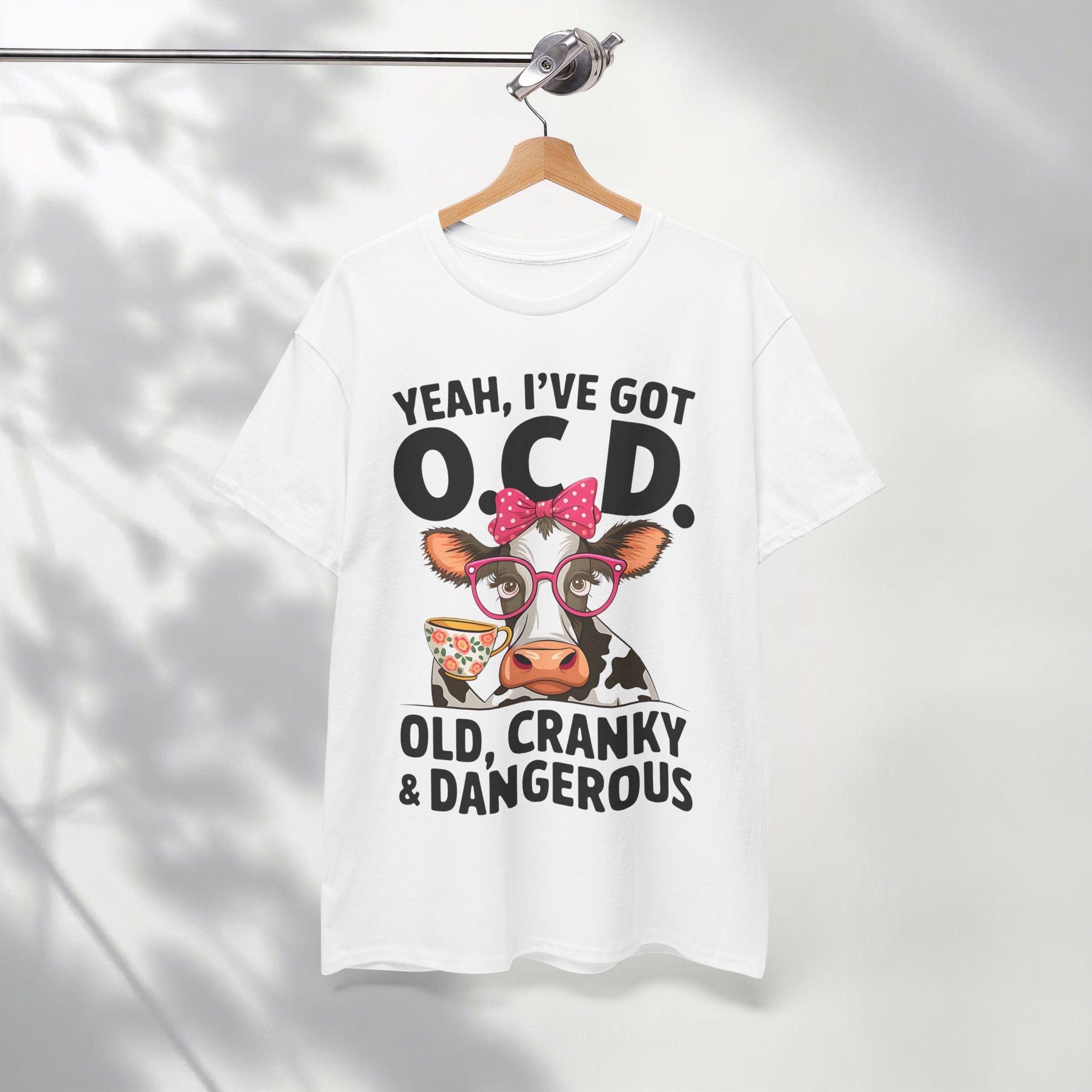 Yeah I’ve Got O.C.D. Old Cranky & Dangerous Cow T-Shirt | Funny Farm Humor Graphic Tee | Gildan 5000