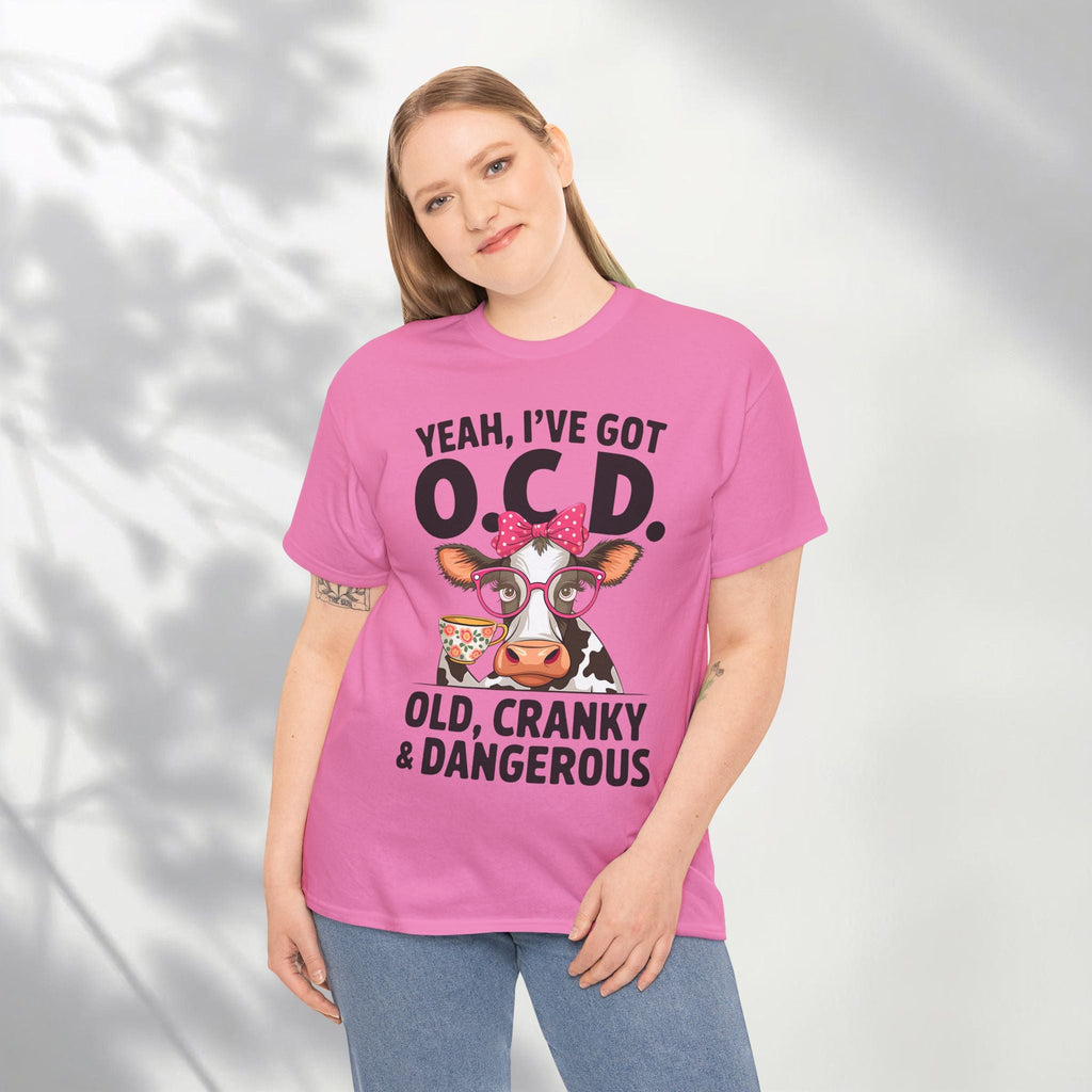 Yeah I’ve Got O.C.D. Old Cranky & Dangerous Cow T-Shirt | Funny Farm Humor Graphic Tee | Gildan 5000