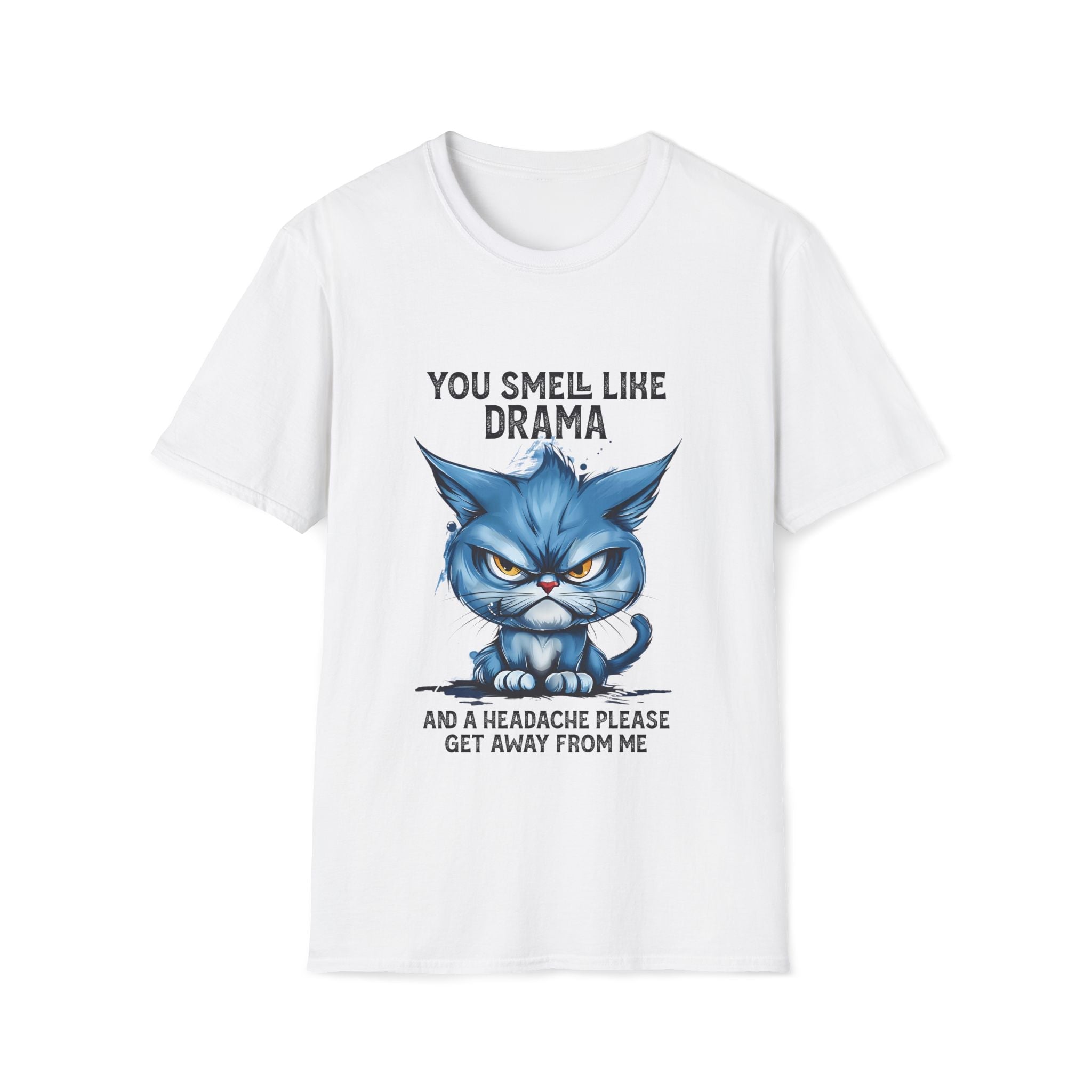 Funny Angry Cat T-Shirt — "You Smell Like Drama" Graphic Tee