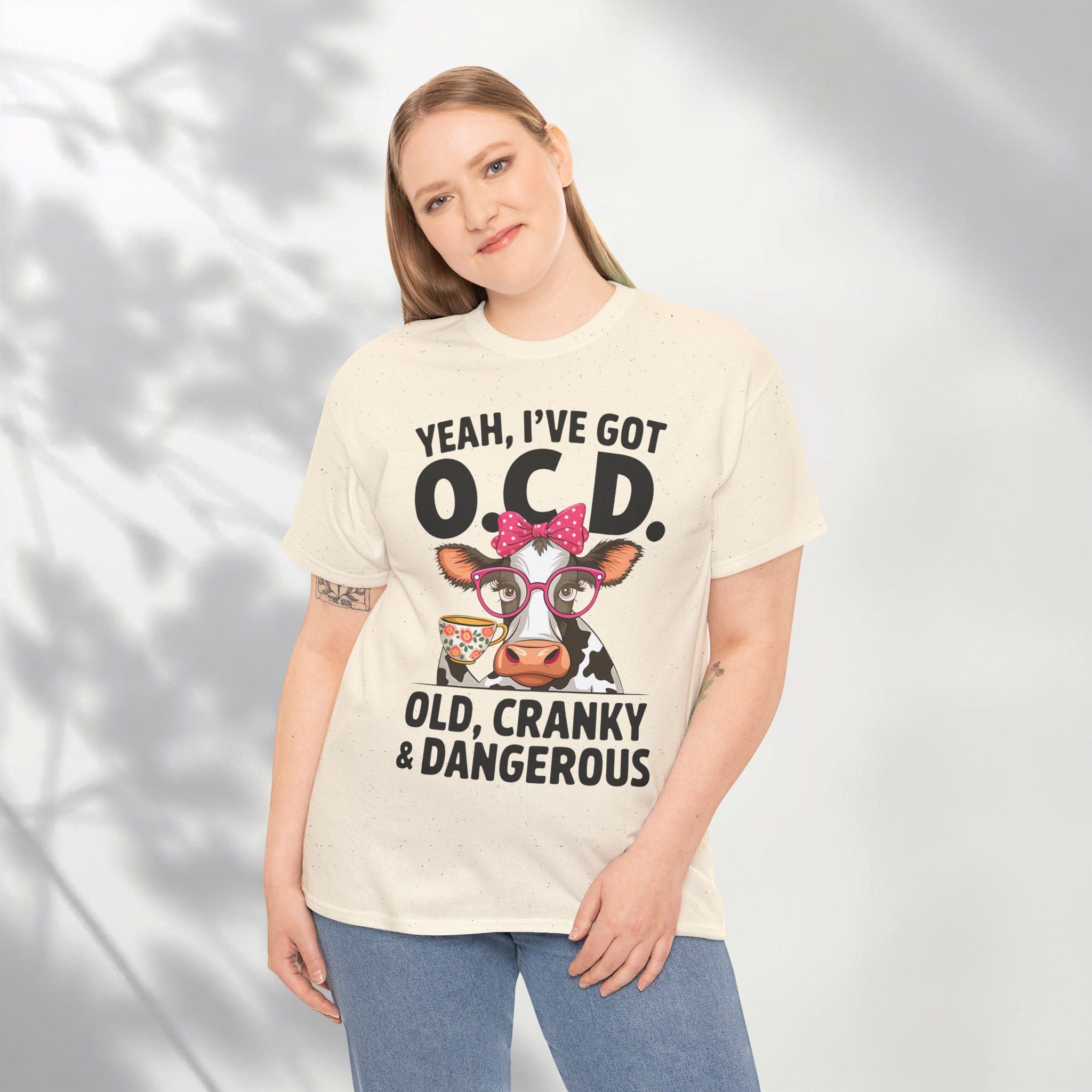Yeah I’ve Got O.C.D. Old Cranky & Dangerous Cow T-Shirt | Funny Farm Humor Graphic Tee | Gildan 5000