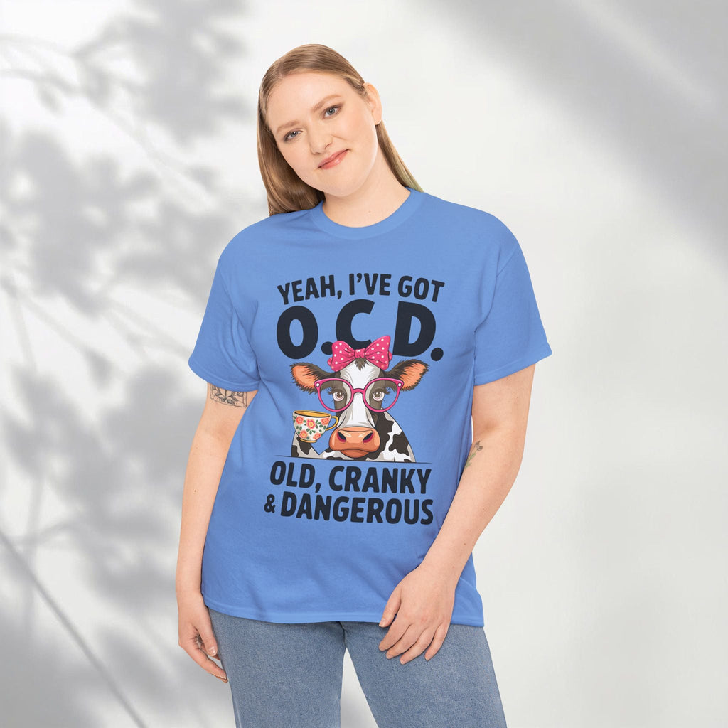 Yeah I’ve Got O.C.D. Old Cranky & Dangerous Cow T-Shirt | Funny Farm Humor Graphic Tee | Gildan 5000