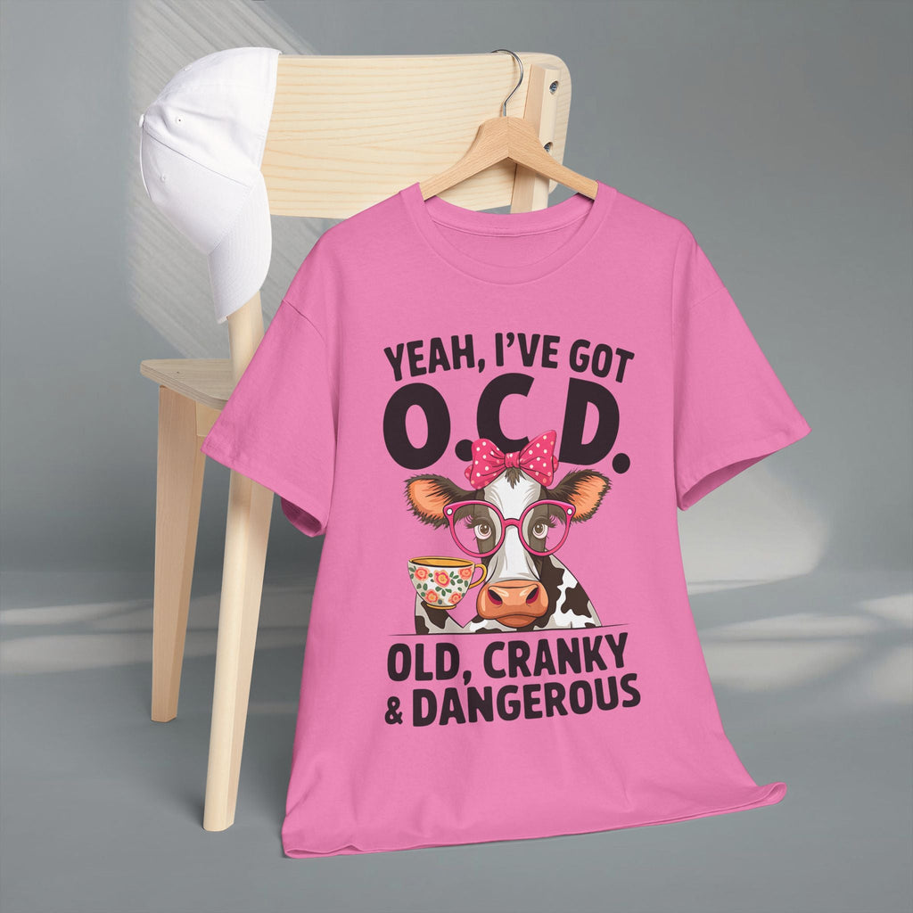 Yeah I’ve Got O.C.D. Old Cranky & Dangerous Cow T-Shirt | Funny Farm Humor Graphic Tee | Gildan 5000